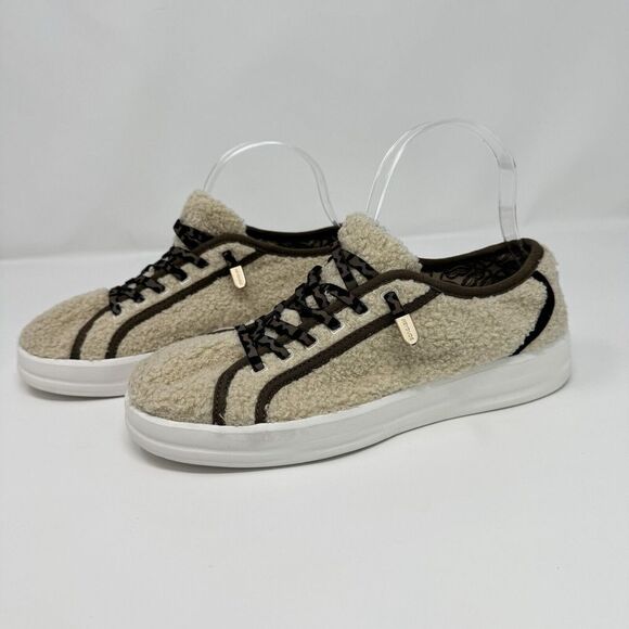 Hey Dude Karina Sherpa Slip On Shoes 8 Beige Marshmallow Leopard Lightweight - Picture 2 of 14